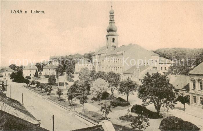 Lysa  nad Labem Lissa Elbe CZ Kirche Aussenansicht m. Park
