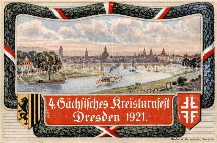 Dresden Elbe Saechsisches Kreisturnfest - Blick v. Waldschloesschen