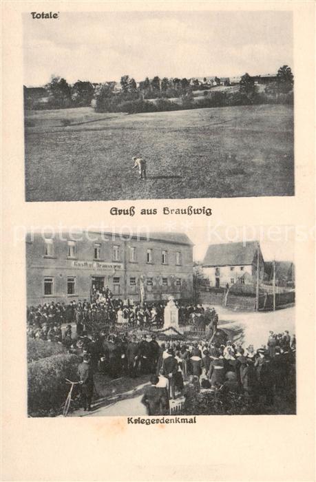 Brausswig Kitzscher Totalansicht - Kriegerdenkmal