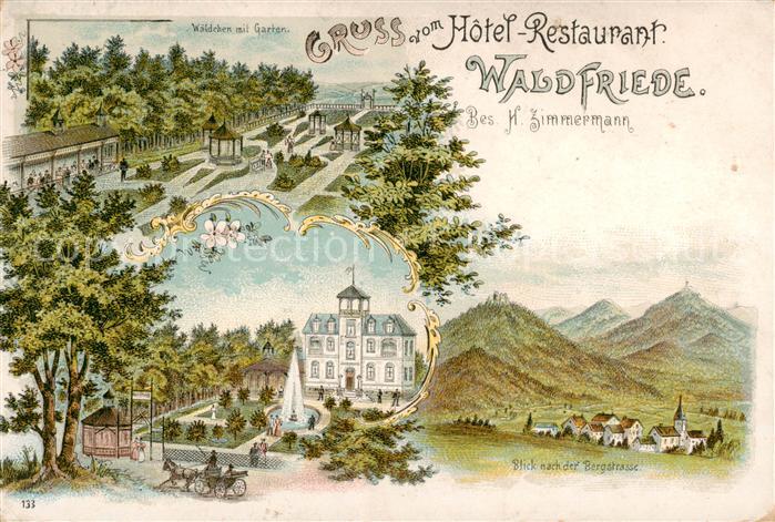 Eberstadt Darmstadt Hotel-Restaurant Waldfriede u. Blick n. d. Bergstrasse