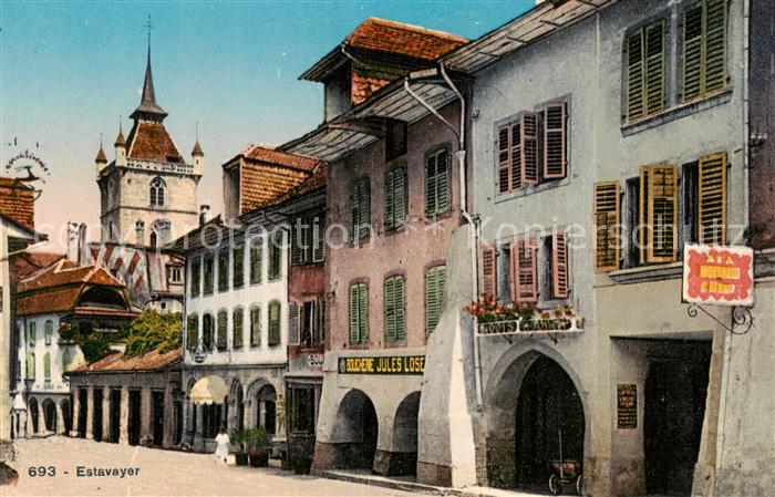 Estavayer -le-Lac FR Dorfpartie m. Geschaeften