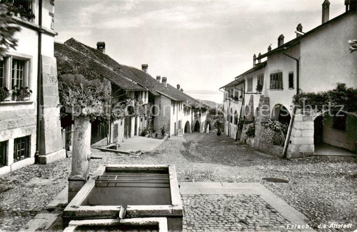 Erlach BE Die Altstadt m. Brunnen - Dorfpartie