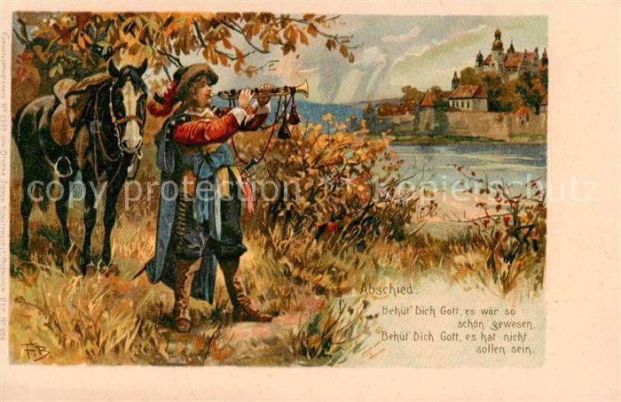 Saeckingen Bad Kuenstlerkarte F.B. Abschieds-Reiter
