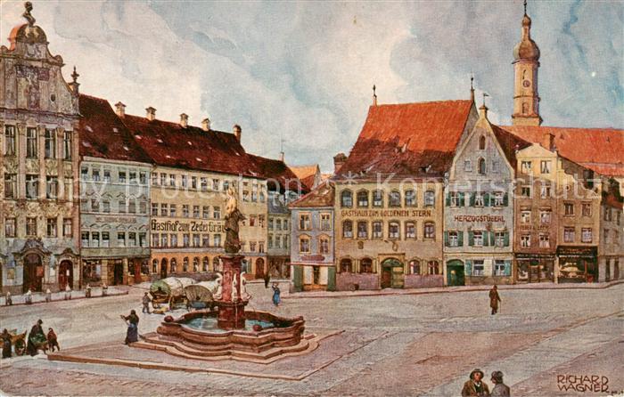 Landsberg Lech Hauptplatz Kuenstlerkarte Richard Wagner