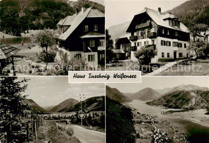 Techendorf Weissensee Kaernten AT Fliegeraufnahme u. Haus Tuschnig Aussenansicht