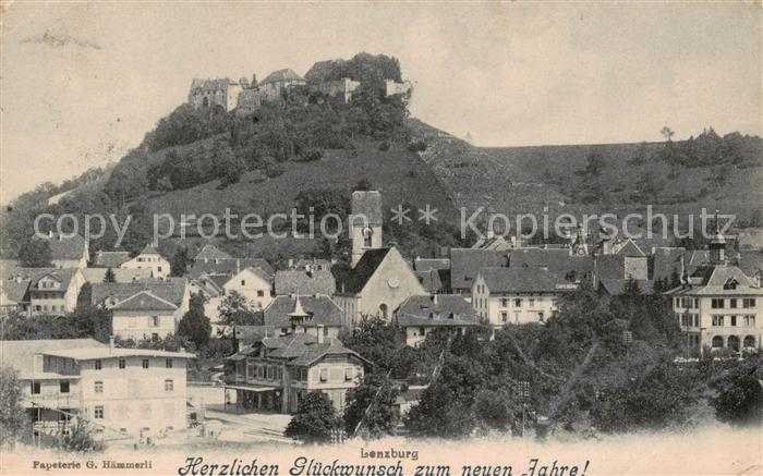 Lenzburg AG Teilansicht m. Burg-Ruine