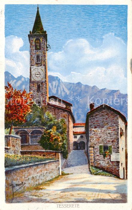 Tesserete TI Kirche Aussenansicht Kuenstlerkarte Jos. Moriell