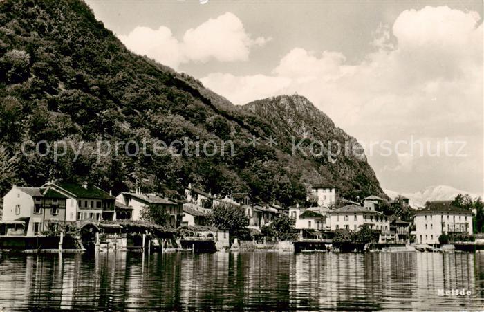 Melide Lago di Lugano Teilansicht v. Wasser aus gesehen