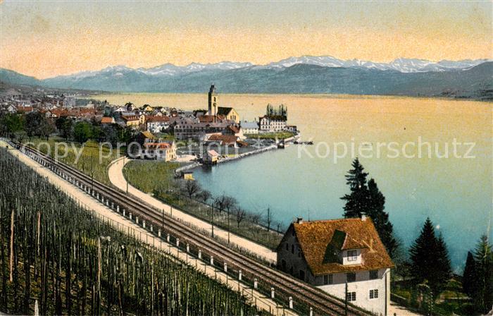 Meilen ZH Panorama m. See u. Alpen - Bahngleis