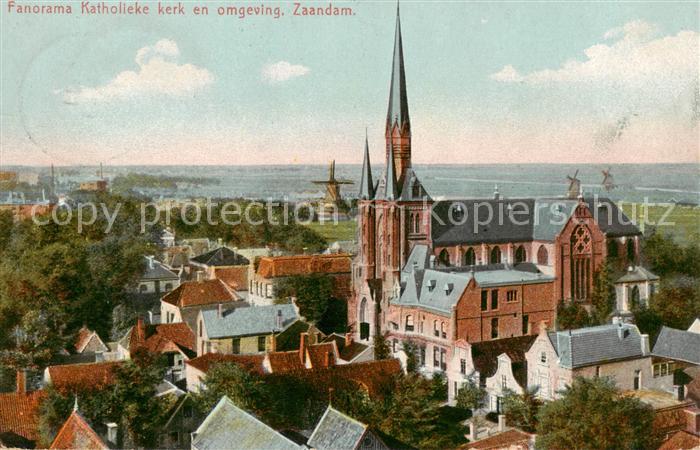 Zaandam NL Panorama Katholieke kerk en omgeving