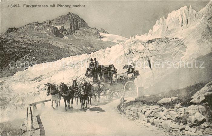 Furkastrasse UR Furkastrasse m. Rhonegletscher u. Kutsche