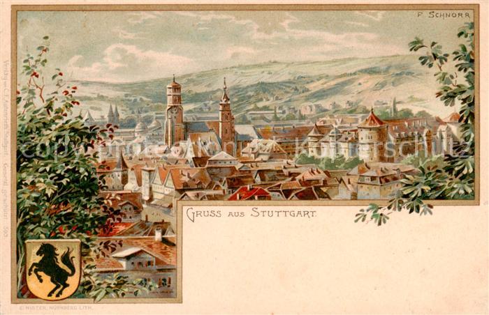 STUTTGART CITY Teilansicht Kuenstlerkarte P. Schnorr