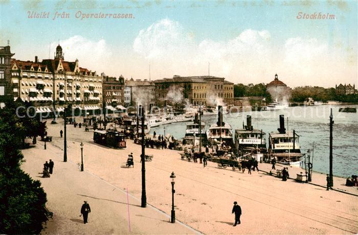 Stockholm Ulsiki fran Operaterrassen - Strassenbahn
