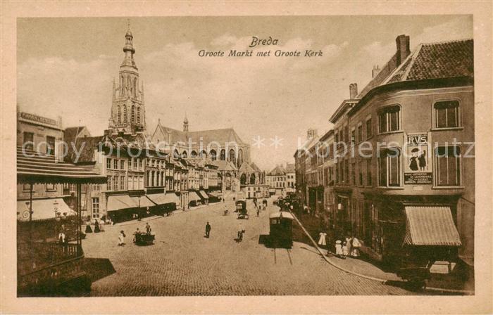 Breda  Noord-Brabant NL Grosser Markt m. Grosser Kirche - Strassenbahn