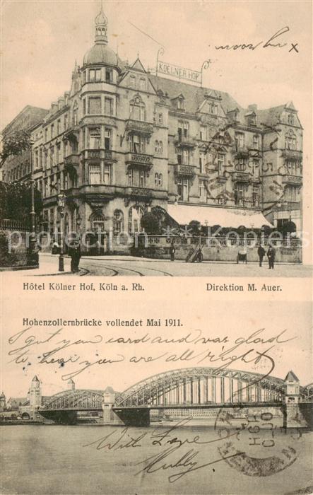 Koeln  Rhein Hotel Koelner Hof - Hohenzollernbruecke