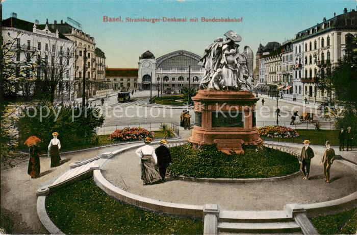 Basel BS Strassburger-Denkmal m. Bundesbahnhof