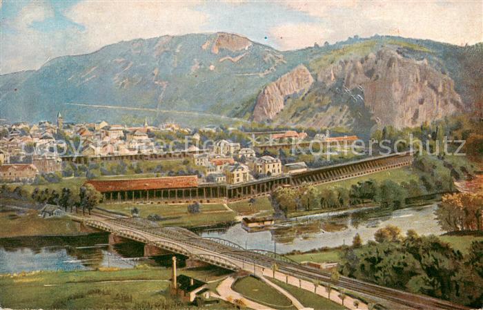 Muenster Stein Teilansicht m. Fluss Wiro-Kuenstlerkarte