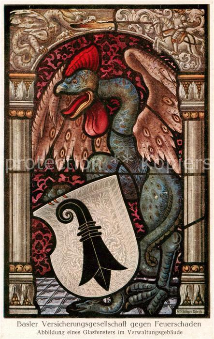 Basel BS Glasfenster im Verwaltungsgebaeude d. Basler Versicherungsgesellschaft