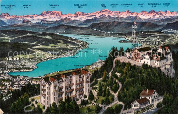 Uetliberg ZH Panorama m. See u. Alpen