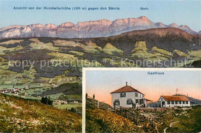 Hundwilerhoehe 1309m IR Gesamtansicht geg. Saentis u. Gasthaus-Aussenansicht