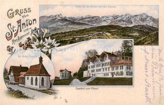 St Anton 1121m Gais IR St. Anton Kapelle - Gasthof zum Roessli - Saentis