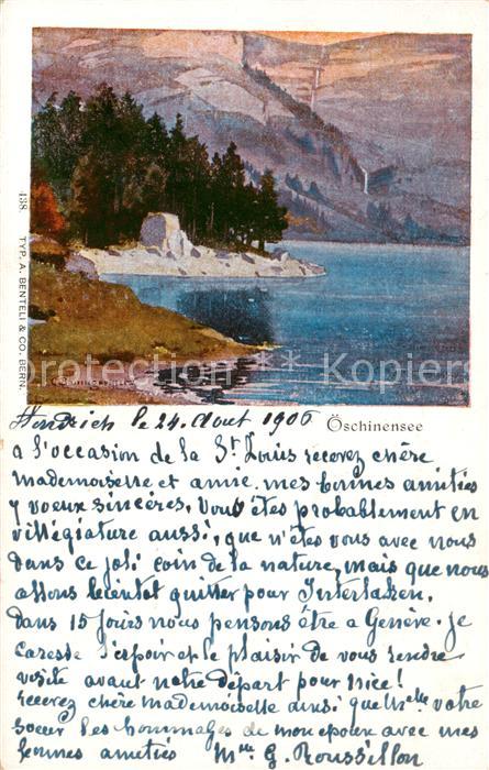 oeschinensee Oeschinensee 1578m BE Kuenstlerkarte C. Baumgartner