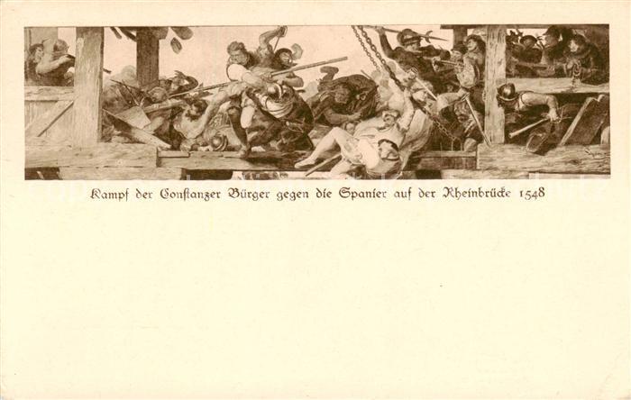 Konstanz Bodensee Kampf d. Konstanzer-Buerger geg. d. Spanier a. d. Rheinbruecke