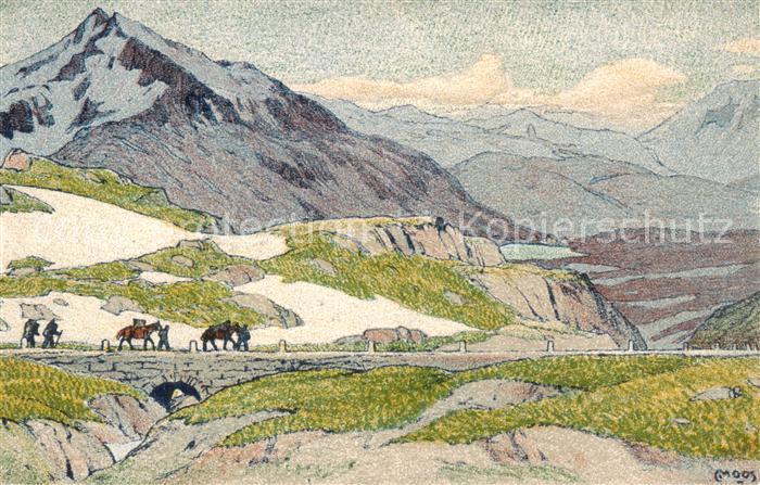 Gottardo San Gottardo St Gotthard TI Partie auf dem Gottard - Kuenstlerkarte Moo