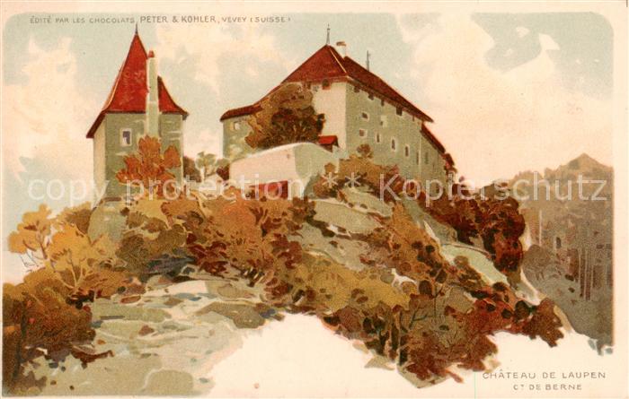 Laupen BE Schloss v. Laupen Aussenansicht Zeichnung