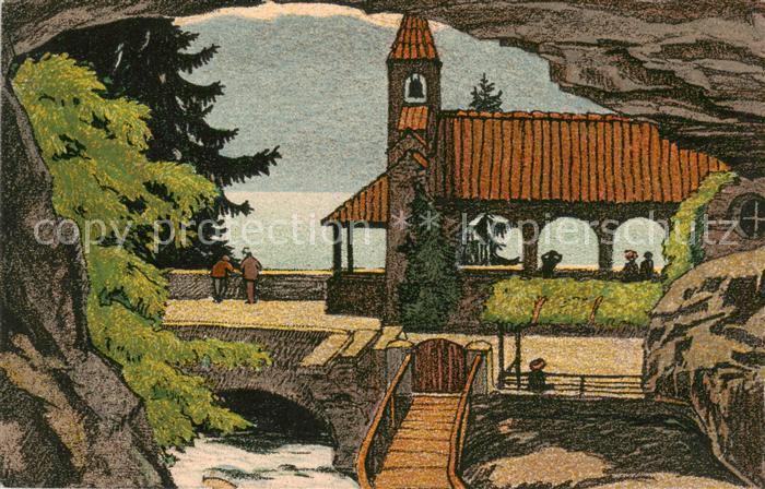 Beatushoehlen BE Kreuzgang v. d. Hoehle aus Zeichnung