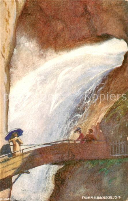 Truemmelbach BE Truemmelbachschlucht Kuenstlerkarte Bruegger
