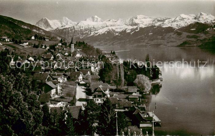 Hilterfingen Thunersee BE Gesamtansicht m. Eiger Moench Jungfrau