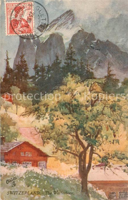 Wetterhorn 3236m Lauterbrunnen BE Kuenstlerkarte Wetterhorn