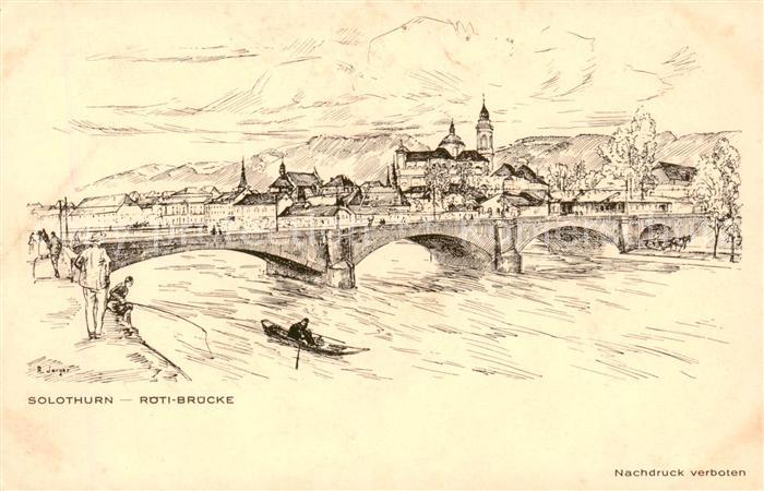 Solothurn Rueti-Bruecke Kuenstlerkarte R. Jarger