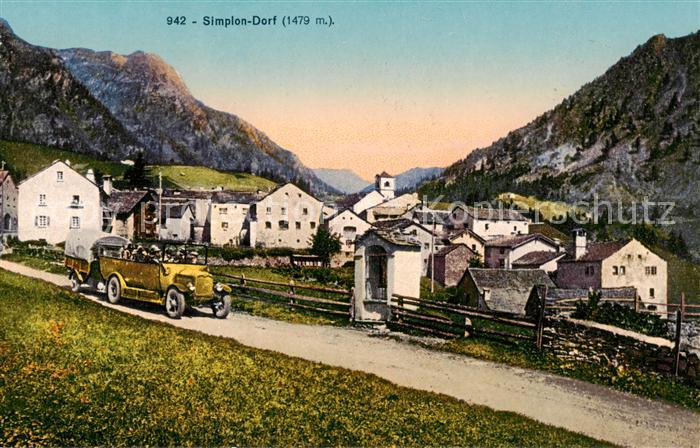 Simplon Dorf Simplondorf VS Gesamtansicht m. altem Auto