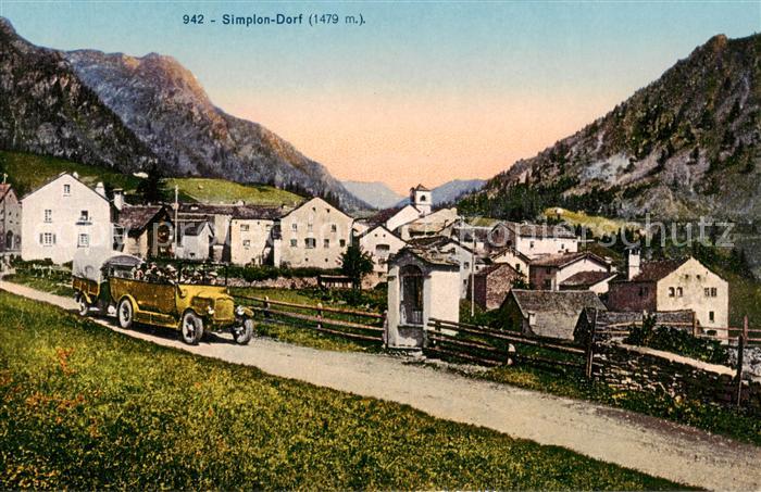 Simplon Dorf Simplondorf VS GEsamtansicht m. altem Auto