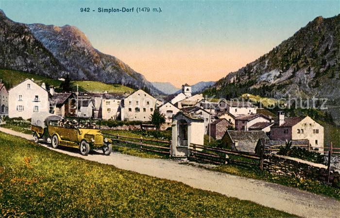 Simplon Dorf Simplondorf VS Gesamtansicht m. altem Auto