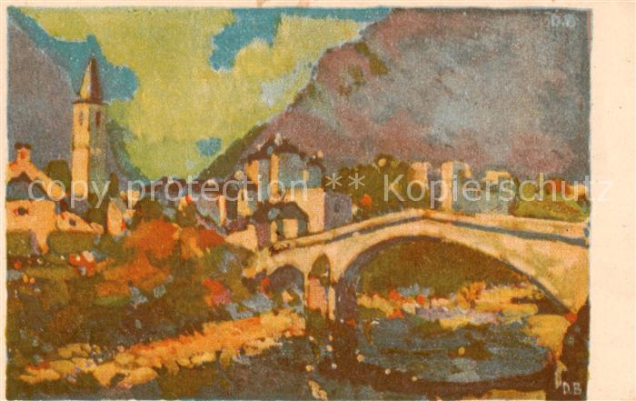 Bignasco TI Paese - Kuenstlerkarte D. B.