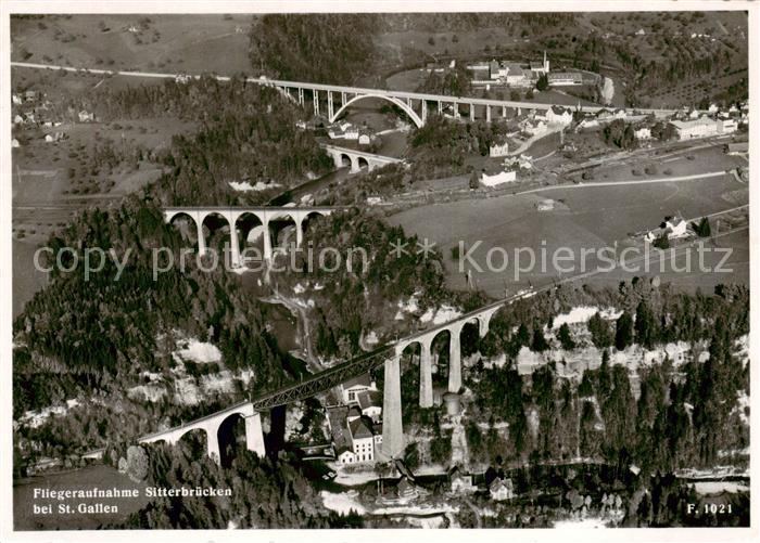 Sitterbruecken St Gallen SG Fliegeraufnahme Sitterbruecken