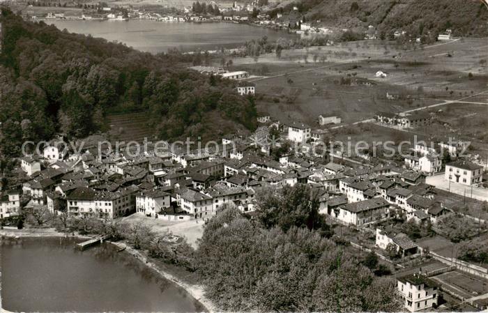 Caslano TI verso Ponte Tresa veduta aerea