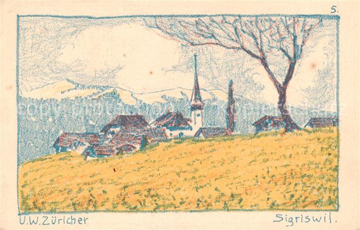 Sigriswil BE U. W. Zuericher Kuenstlerkarte