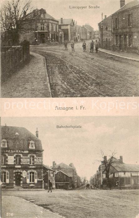 Amagne 08 Ardennes zu Kriegszeiten Lincquyer Strasse Bahnh