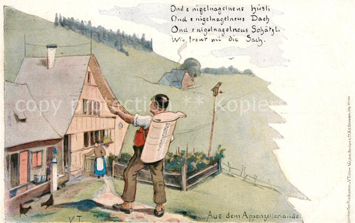 Appenzell IR Bergbauer Hof im Appenzeller Land Kuenstlerkarte