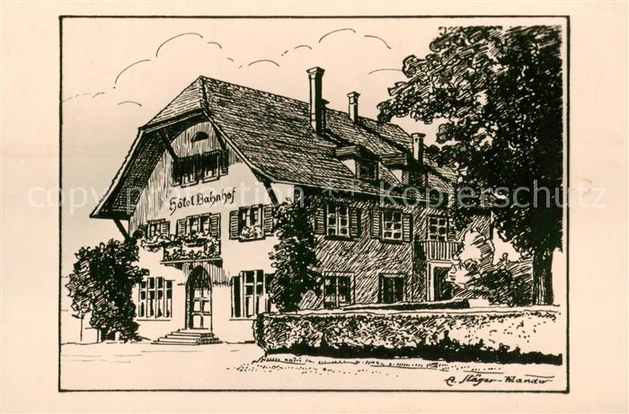 Fahrwangen AG Hotel Bahnhof Kuenstlerkarte