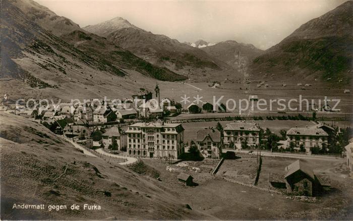 Andermatt UR Panorama Blick gegen die Furka