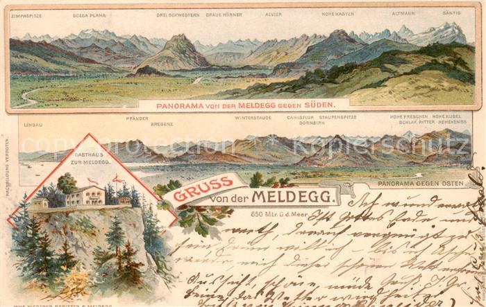 Meldegg Walzenhausen AR Panorama Blick gegen die Alpen Gasthaus zur Meldegg