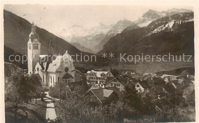 Rieden SG Ortsansicht mit Kirche Alpen