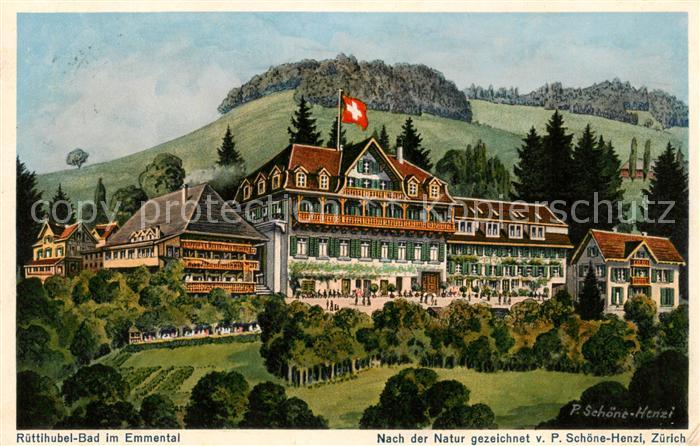 Walkringen BE Ruettihubel-Bad Hotel Tagungszentrum Schoene-Henzi Kuenstlerkarte