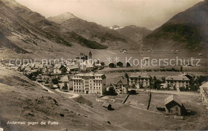 Andermatt UR Panorama Blick gegen die Furka