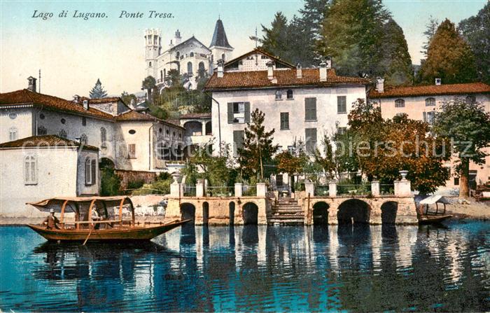 Ponte-Tresa TI Ansicht vom Luganersee aus